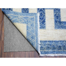 Load image into Gallery viewer, 9&#39;1&quot;x11&#39;8&quot; Denim Blue, Pure Wool Hand Knotted, Finer Peshawar With Intricate Geometric Motifs Maze Design Natural Dyes, Oriental Rug FWR445110