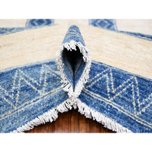Load image into Gallery viewer, 9&#39;1&quot;x11&#39;8&quot; Denim Blue, Pure Wool Hand Knotted, Finer Peshawar With Intricate Geometric Motifs Maze Design Natural Dyes, Oriental Rug FWR445110