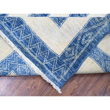 Load image into Gallery viewer, 9&#39;1&quot;x11&#39;8&quot; Denim Blue, Pure Wool Hand Knotted, Finer Peshawar With Intricate Geometric Motifs Maze Design Natural Dyes, Oriental Rug FWR445110