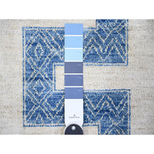 Load image into Gallery viewer, 9&#39;1&quot;x11&#39;8&quot; Denim Blue, Pure Wool Hand Knotted, Finer Peshawar With Intricate Geometric Motifs Maze Design Natural Dyes, Oriental Rug FWR445110