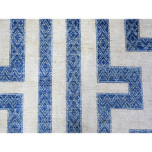 Load image into Gallery viewer, 9&#39;1&quot;x11&#39;8&quot; Denim Blue, Pure Wool Hand Knotted, Finer Peshawar With Intricate Geometric Motifs Maze Design Natural Dyes, Oriental Rug FWR445110