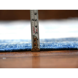9'1"x11'8" Denim Blue, Pure Wool Hand Knotted, Finer Peshawar With Intricate Geometric Motifs Maze Design Natural Dyes, Oriental Rug FWR445110