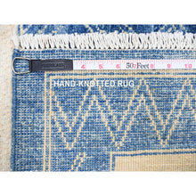 Load image into Gallery viewer, 9&#39;1&quot;x11&#39;8&quot; Denim Blue, Pure Wool Hand Knotted, Finer Peshawar With Intricate Geometric Motifs Maze Design Natural Dyes, Oriental Rug FWR445110