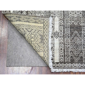 4'x5'9" Taupe Brown, Natural Dyes Finer Peshawar With Intricate Geometric Motifs, Extra Soft Wool Hand Knotted, Oriental Rug FWR445122