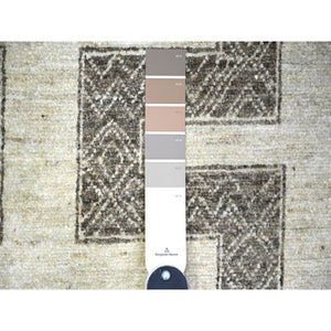 8'1"x9'9" Taupe Brown, Finer Peshawar With Intricate Geometric Motifs Maze Design Natural Dyes, 100% Wool Hand Knotted, Oriental Rug FWR445128