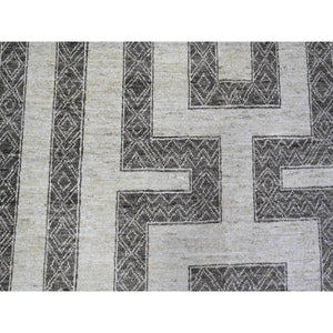 8'1"x9'9" Taupe Brown, Finer Peshawar With Intricate Geometric Motifs Maze Design Natural Dyes, 100% Wool Hand Knotted, Oriental Rug FWR445128