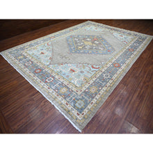 Load image into Gallery viewer, 10&#39;1&quot;x14&#39; Dark Gray, Finer Peshawar With Large Medallion Design, Natural Dyes, Pure Wool, Hand Knotted, Oriental Rug FWR445182