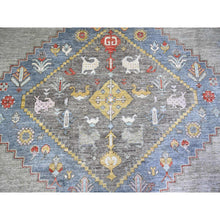 Load image into Gallery viewer, 10&#39;1&quot;x14&#39; Dark Gray, Finer Peshawar With Large Medallion Design, Natural Dyes, Pure Wool, Hand Knotted, Oriental Rug FWR445182