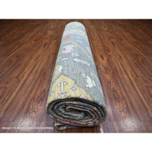 Load image into Gallery viewer, 10&#39;1&quot;x14&#39; Dark Gray, Finer Peshawar With Large Medallion Design, Natural Dyes, Pure Wool, Hand Knotted, Oriental Rug FWR445182