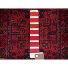 Load image into Gallery viewer, 1&#39;9&quot;x5&#39; Scarlet Red, Afghan Khamyab With Geometric Medallions Design, Soft And Velvety Wool, Hand Knotted, Natural Dyes, Short And Narrow Runner, Oriental Rug FWR4446
