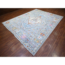 Load image into Gallery viewer, 9&#39;x11&#39;6&quot; Cloud Gray, Anatolian Village Inspired With Large Medallion Natural Dyes, Pure Wool Hand Knotted, Oriental Rug FWR445374