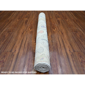 4'x6' Ivory, Vegetable Dyes Wool, Hand Knotted Anatolian Village Inspired Geometric Medallions With Animal Figurines, Oriental Rug FWR445380