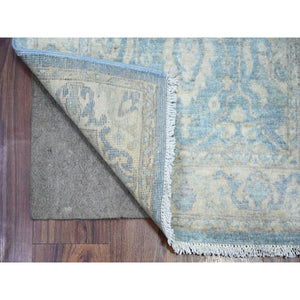 2'5"x18'9" Sky Blue, Finer Peshawar With All Over Design, Natural Dyes, 100% Wool, Hand Knotted, Xl Runner Oriental Rug FWR445440