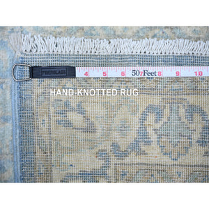 2'5"x18'9" Sky Blue, Finer Peshawar With All Over Design, Natural Dyes, 100% Wool, Hand Knotted, Xl Runner Oriental Rug FWR445440