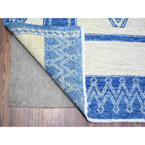 6'1"x9'1" Medium Sapphire, Fine Peshawar With Intricate Geometric Motifs Natural Dyes, Extra Soft Wool Hand Knotted, Oriental Rug FWR445530