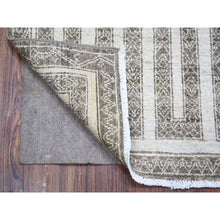 Load image into Gallery viewer, 2&#39;6&quot;x5&#39;8&quot; Taupe Brown, Natural Dyes Fine Peshawar With Intricate Geometric Motifs Maze Design, Hand Knotted Extra Soft Wool, Runner Oriental Rug FWR445554