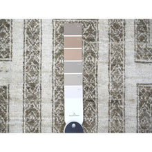Load image into Gallery viewer, 2&#39;6&quot;x5&#39;8&quot; Taupe Brown, Natural Dyes Fine Peshawar With Intricate Geometric Motifs Maze Design, Hand Knotted Extra Soft Wool, Runner Oriental Rug FWR445554