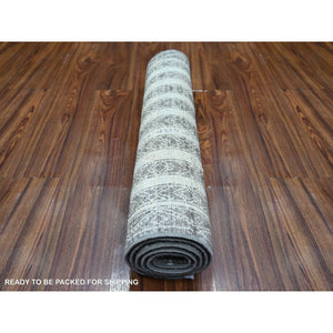 2'6"x5'8" Taupe Brown, Natural Dyes Fine Peshawar With Intricate Geometric Motifs Maze Design, Hand Knotted Extra Soft Wool, Runner Oriental Rug FWR445554