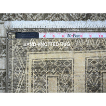 Load image into Gallery viewer, 2&#39;6&quot;x5&#39;8&quot; Taupe Brown, Natural Dyes Fine Peshawar With Intricate Geometric Motifs Maze Design, Hand Knotted Extra Soft Wool, Runner Oriental Rug FWR445554
