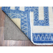 Load image into Gallery viewer, 6&#39;x8&#39;7&quot; Denim Blue, Pure Wool Hand Knotted, Finer Peshawar With Intricate Geometric Motifs Maze Design Natural Dyes, Oriental Rug FWR445566