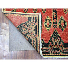 Load image into Gallery viewer, 4&#39;x9&#39;10&quot; Crimson Red, Fine Peshawar With Intricate Geometric Motifs Vegetable Dyes, Soft Wool Hand Knotted, Wide Runner Oriental Rug FWR445572