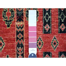 Load image into Gallery viewer, 4&#39;x9&#39;10&quot; Crimson Red, Fine Peshawar With Intricate Geometric Motifs Vegetable Dyes, Soft Wool Hand Knotted, Wide Runner Oriental Rug FWR445572