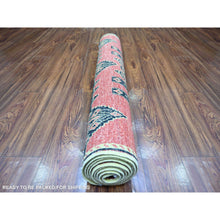 Load image into Gallery viewer, 4&#39;x9&#39;10&quot; Crimson Red, Fine Peshawar With Intricate Geometric Motifs Vegetable Dyes, Soft Wool Hand Knotted, Wide Runner Oriental Rug FWR445572