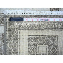 Load image into Gallery viewer, 3&#39;10&quot;x9&#39;7&quot; Taupe Brown, Hand Knotted Extra Soft Wool, Natural Dyes Fine Peshawar with Intricate Geometric Motifs Maze Design, Wide Runner Oriental Rug FWR445578
