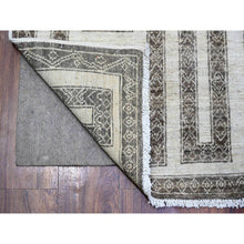 Load image into Gallery viewer, 4&#39;x11&#39;8&quot; Taupe Brown, Hand Knotted Extra Soft Wool, Natural Dyes Fine Peshawar With Intricate Geometric Motifs Maze Design, Runner Oriental Rug FWR445596