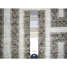 Load image into Gallery viewer, 4&#39;x11&#39;8&quot; Taupe Brown, Hand Knotted Extra Soft Wool, Natural Dyes Fine Peshawar With Intricate Geometric Motifs Maze Design, Runner Oriental Rug FWR445596