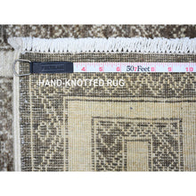 Load image into Gallery viewer, 4&#39;x11&#39;8&quot; Taupe Brown, Hand Knotted Extra Soft Wool, Natural Dyes Fine Peshawar With Intricate Geometric Motifs Maze Design, Runner Oriental Rug FWR445596
