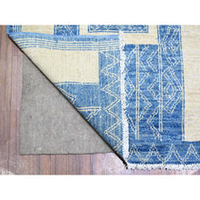 Load image into Gallery viewer, 8&#39;x9&#39; Denim Blue, Fine Peshawar With Intricate Geometric Motifs Vegetable Dyes, 100 % Wool Hand Knotted, Squarish Oriental Rug FWR445662
