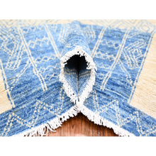 Load image into Gallery viewer, 8&#39;x9&#39; Denim Blue, Fine Peshawar With Intricate Geometric Motifs Vegetable Dyes, 100 % Wool Hand Knotted, Squarish Oriental Rug FWR445662