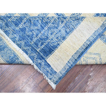 Load image into Gallery viewer, 8&#39;x9&#39; Denim Blue, Fine Peshawar With Intricate Geometric Motifs Vegetable Dyes, 100 % Wool Hand Knotted, Squarish Oriental Rug FWR445662