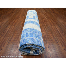 Load image into Gallery viewer, 8&#39;x9&#39; Denim Blue, Fine Peshawar With Intricate Geometric Motifs Vegetable Dyes, 100 % Wool Hand Knotted, Squarish Oriental Rug FWR445662