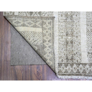 6'x9' Taupe Brown, Extra Soft Wool Hand Knotted, Natural Dyes Finer Peshawar With Intricate Geometric Motifs, Oriental Rug FWR445668