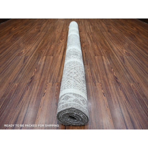 6'x9' Taupe Brown, Extra Soft Wool Hand Knotted, Natural Dyes Finer Peshawar With Intricate Geometric Motifs, Oriental Rug FWR445668