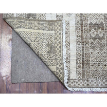 Load image into Gallery viewer, 4&#39;1&quot;x9&#39;8&quot; Taupe Brown, Extra Soft Wool Hand Knotted, Natural Dyes Finer Peshawar With Intricate Geometric Motifs, Runner Oriental Rug FWR445680