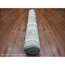 Load image into Gallery viewer, 4&#39;1&quot;x9&#39;8&quot; Taupe Brown, Extra Soft Wool Hand Knotted, Natural Dyes Finer Peshawar With Intricate Geometric Motifs, Runner Oriental Rug FWR445680