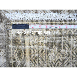 4'1"x9'8" Taupe Brown, Extra Soft Wool Hand Knotted, Natural Dyes Finer Peshawar With Intricate Geometric Motifs, Runner Oriental Rug FWR445680