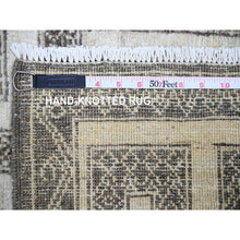 Load image into Gallery viewer, 2&#39;7&quot;x11&#39;7&quot; Taupe Brown, Hand Knotted 100% Wool, Vegetable Dyes Fine Peshawar With Intricate Geometric Motifs Maze Design, Runner Oriental Rug FWR445704