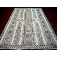 Load image into Gallery viewer, 7&#39;8&quot;x9&#39;6&quot; Taupe Brown, Vegetable Dyes Fine Peshawar With Intricate Geometric Motifs, Pure Wool Hand Knotted, Oriental Rug FWR445782