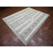 Load image into Gallery viewer, 7&#39;8&quot;x9&#39;6&quot; Taupe Brown, Vegetable Dyes Fine Peshawar With Intricate Geometric Motifs, Pure Wool Hand Knotted, Oriental Rug FWR445782