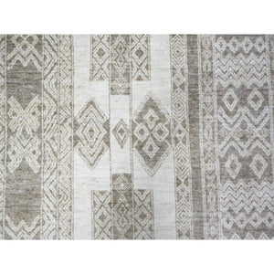7'8"x9'6" Taupe Brown, Vegetable Dyes Fine Peshawar With Intricate Geometric Motifs, Pure Wool Hand Knotted, Oriental Rug FWR445782