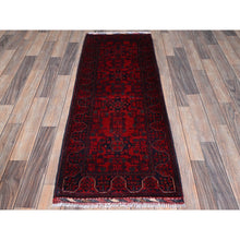 Load image into Gallery viewer, 1&#39;10&quot;x5&#39;1&quot; Ruby Red, Afghan Khamyab With Tribal Medallions Design, Natural Wool, Hand Knotted, Vegetable Dyes, Short And Narrow Runner, Oriental Rug FWR4452