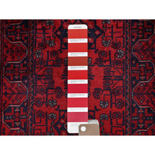 Load image into Gallery viewer, 1&#39;10&quot;x5&#39;1&quot; Ruby Red, Afghan Khamyab With Tribal Medallions Design, Natural Wool, Hand Knotted, Vegetable Dyes, Short And Narrow Runner, Oriental Rug FWR4452
