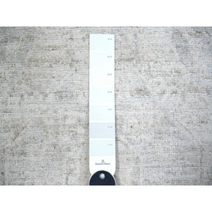 2'8"x11' White Wash Peshawar With Faded Design, Natural Dyes, Extra Soft Wool, Hand Knotted, Runner Oriental Rug FWR445818