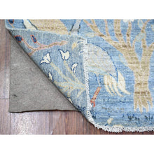 Load image into Gallery viewer, 2&#39;7&quot;x10&#39;1&quot; Steel Blue, Afghan Peshawar with Birds Of Paradise Natural Dyes, Pure Wool Hand Knotted, Runner Oriental Rug FWR445884