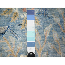 Load image into Gallery viewer, 2&#39;7&quot;x10&#39;1&quot; Steel Blue, Afghan Peshawar with Birds Of Paradise Natural Dyes, Pure Wool Hand Knotted, Runner Oriental Rug FWR445884