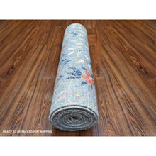 Load image into Gallery viewer, 2&#39;7&quot;x10&#39;1&quot; Steel Blue, Afghan Peshawar with Birds Of Paradise Natural Dyes, Pure Wool Hand Knotted, Runner Oriental Rug FWR445884
